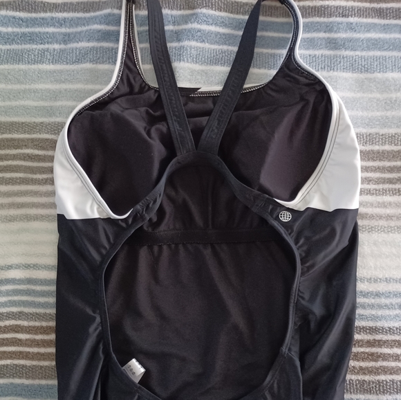 Womens Adidas 3 Bars Swim Racing Bathing Suit Size 12 NWTBlack and White built - Picture 3 of 7